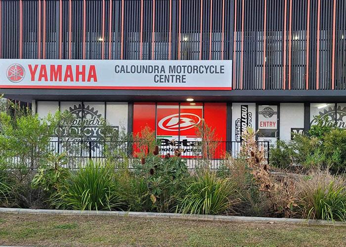 Yamaha signage on exterior of Caloundra Motocycle Centre warehouse